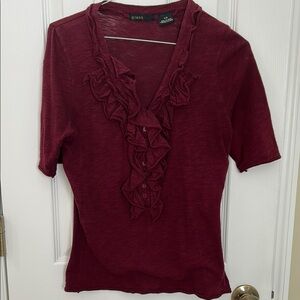 Women's Burgundy Ruffle Top